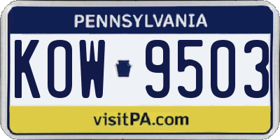 PA license plate KOW9503