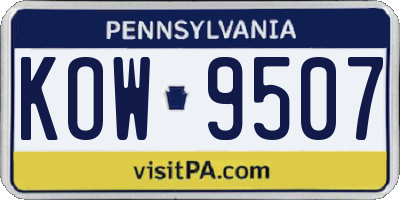 PA license plate KOW9507