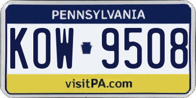 PA license plate KOW9508