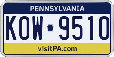 PA license plate KOW9510