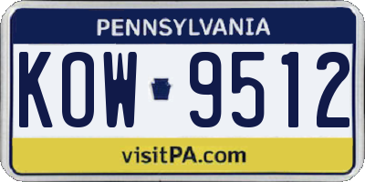 PA license plate KOW9512