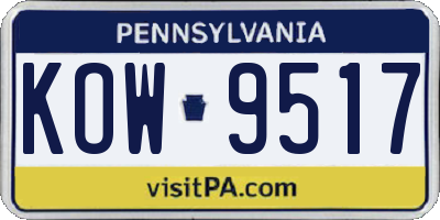 PA license plate KOW9517