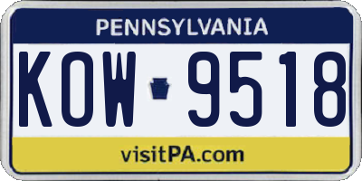 PA license plate KOW9518