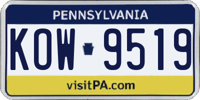 PA license plate KOW9519