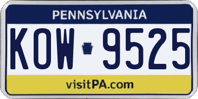 PA license plate KOW9525