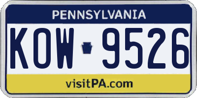 PA license plate KOW9526