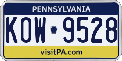 PA license plate KOW9528
