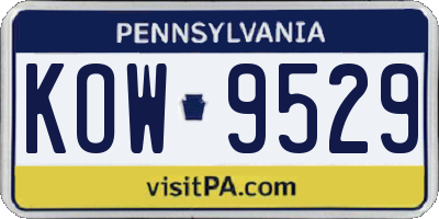 PA license plate KOW9529