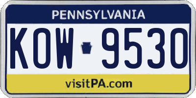PA license plate KOW9530