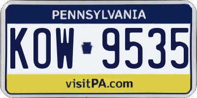 PA license plate KOW9535