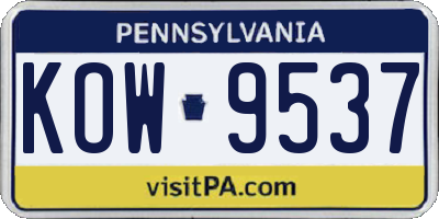 PA license plate KOW9537
