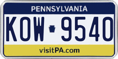 PA license plate KOW9540