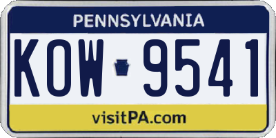 PA license plate KOW9541