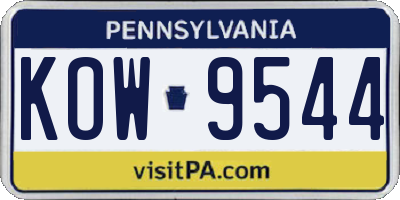 PA license plate KOW9544