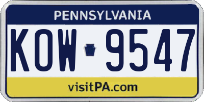 PA license plate KOW9547