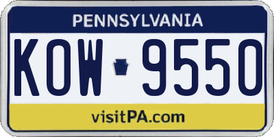 PA license plate KOW9550