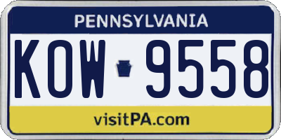 PA license plate KOW9558