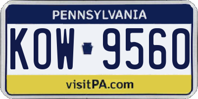PA license plate KOW9560