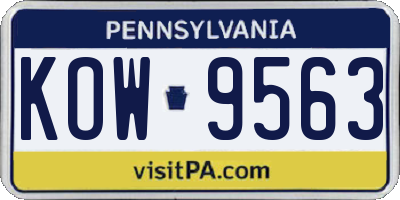 PA license plate KOW9563
