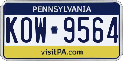 PA license plate KOW9564