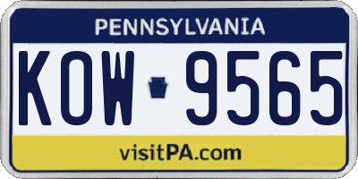 PA license plate KOW9565