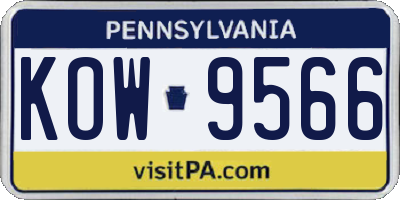 PA license plate KOW9566