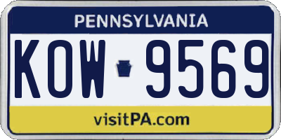 PA license plate KOW9569