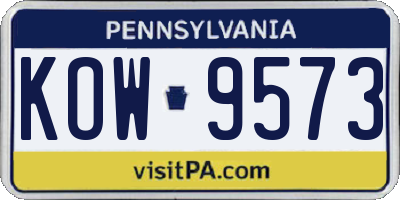 PA license plate KOW9573