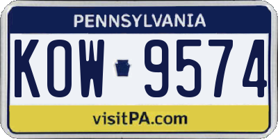 PA license plate KOW9574