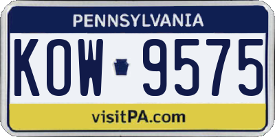 PA license plate KOW9575