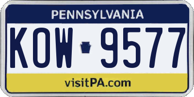 PA license plate KOW9577