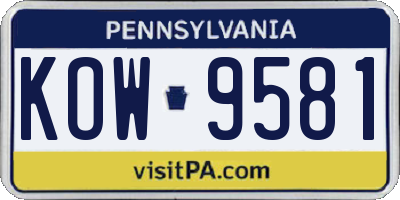 PA license plate KOW9581