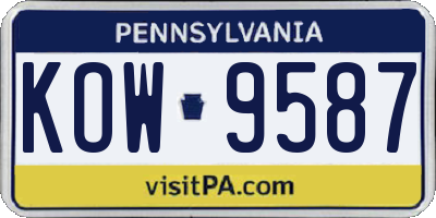 PA license plate KOW9587