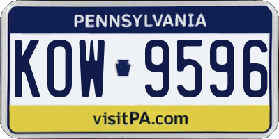 PA license plate KOW9596