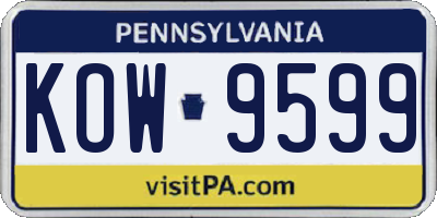 PA license plate KOW9599