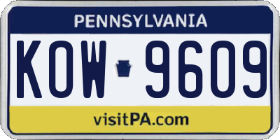 PA license plate KOW9609