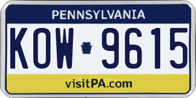 PA license plate KOW9615