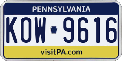 PA license plate KOW9616