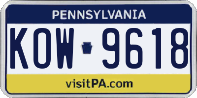 PA license plate KOW9618