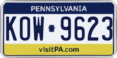 PA license plate KOW9623