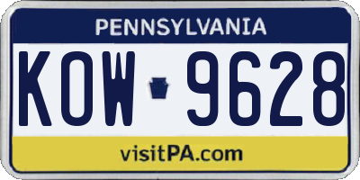 PA license plate KOW9628