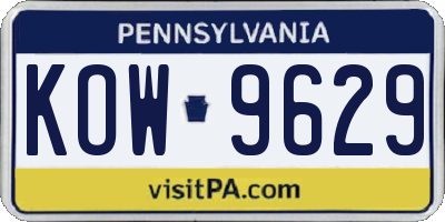 PA license plate KOW9629