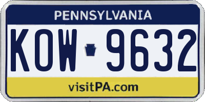 PA license plate KOW9632