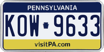 PA license plate KOW9633