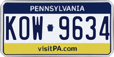 PA license plate KOW9634