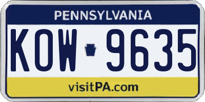 PA license plate KOW9635