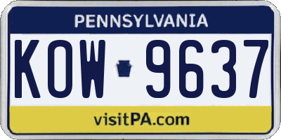 PA license plate KOW9637
