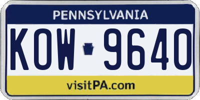 PA license plate KOW9640