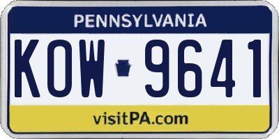 PA license plate KOW9641