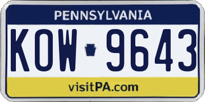 PA license plate KOW9643